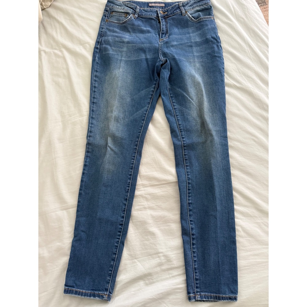 Garnet Hill Straight Leg Jeans 29 Organic Cotton Stretch Mid Wash Denim